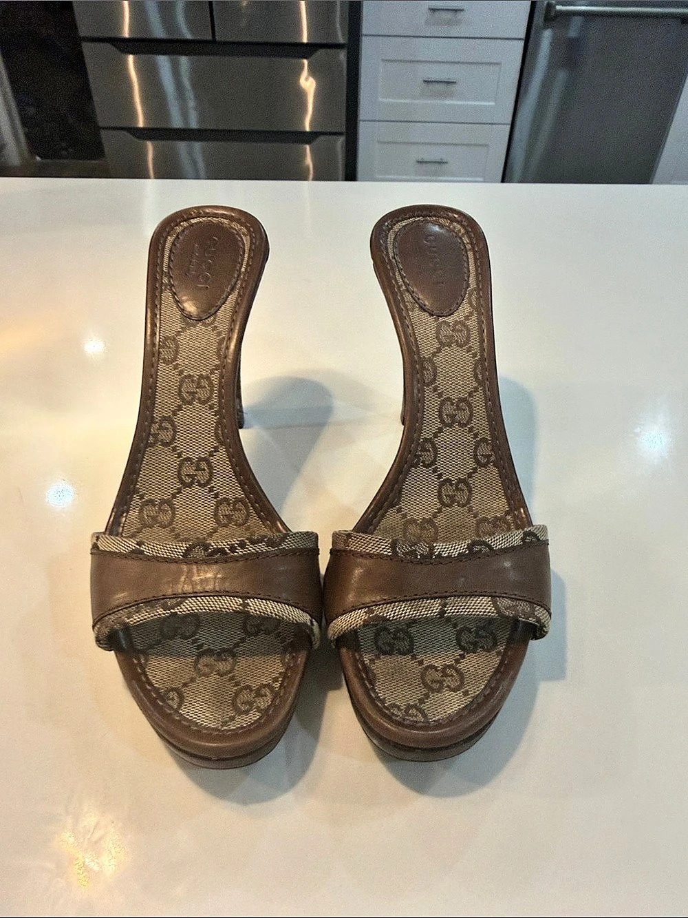 Gucci Brown Monogram Heels👡💕Y2K